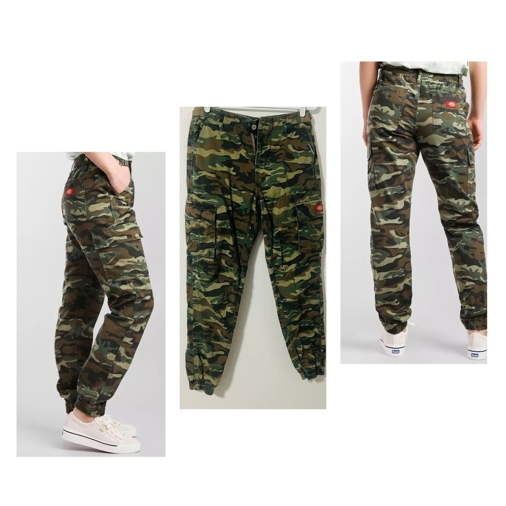 Dickies Buckle Women’s Size 5/27 Olive Camouflage Utility Cargo Joggers Pants